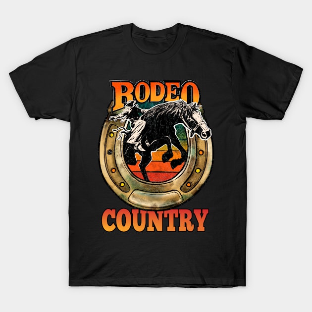 Rodeo Country Riding Bucking Bronco Horses T-Shirt by MADstudio47